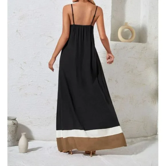 Boho Color block Open Back Cami Dress - Picture 2 of 6